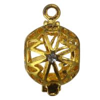 metal Bola bola colgante, chapado en color dorado, con diamantes de imitación & hueco, 12x20x15mm, agujero:aproximado 2mm, Vendido por UD