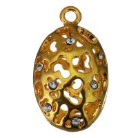 Rhinestone Brass Pendants, gold color plated, with rhinestone & hollow Approx 2mm 