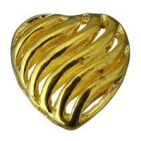Hollow Brass Beads, Heart, gold color plated Approx 0.5mm 
