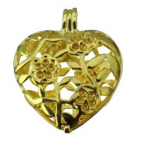 Pregnant Ball Locket Pendant, Brass, Heart, gold color plated, hollow 1mm Approx 2mm 