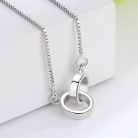 Sterling Silver Jewelry Necklace, Brass, with 52mm extender chain, Donut, for woman, 2.11mm,8.07mm Approx 18.4 Inch 