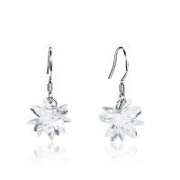 Zinc Alloy Drop Earring, Snowflake, silver color plated, for woman & with cubic zirconia, 12*26mm 