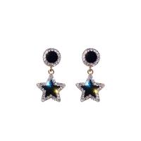 Zinc Alloy Drop Earring, gold color plated, micro pave rhinestone & for woman, black, 20*10mm 