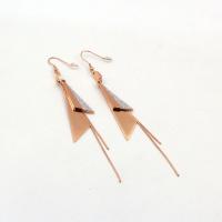 Titanium Steel Earrings, Triangle, rose gold color plated, for woman 