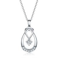 Cubic Zircon Micro Pave Brass Necklace, Flat Round, platinum plated, oval chain & micro pave cubic zirconia & for woman Approx 18 Inch 
