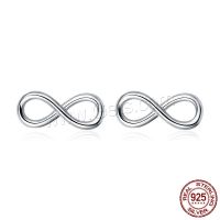 Sterling Silver Stud Earring, 925 Sterling Silver, Infinity, platinum plated, for woman & hollow 
