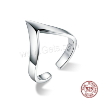 Sterling Silver Finger Ring, 925 Sterling Silver, Heart, platinum plated, adjustable & for woman, 3mm, 14mm, US Ring 