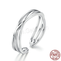 Sterling Silver Finger Ring, 925 Sterling Silver, Donut, platinum plated, adjustable & for woman & hollow, 4mm, US Ring 