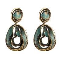 Zinc Alloy Drop Earring, Geometrical Pattern, gold color plated, for woman, cyan 