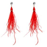 Fashion Tassel Earring, Acrylic, with Feather, for woman & with rhinestone 