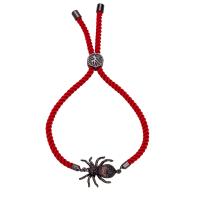 Cotton Thread Bracelet, with Zinc Alloy & Acrylic, Spider, plated, with rhinestone 21mm Approx 9 Inch 