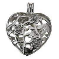 Pregnant Ball Locket Pendant, Brass, Heart, silver color plated, hollow 1mm Approx 