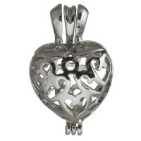 Бола шар подвеска, Латунь, Сердце, плакирован серебром, отверстие отверстие:Приблизительно продается PC