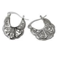 Brass Lever Back Earring, silver color plated, hollow 
