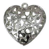 Brass Heart Pendants, silver color plated, hollow Approx 1.5mm 