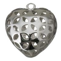 Латунные подвески-сердце, Латунь, Сердце, плакирован серебром, отверстие отверстие:Приблизительно 2.5mm, продается PC