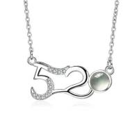 Sterling Silver Jewelry Necklace, 925 Sterling Silver, with 50mm extender chain, Heart, plated, for woman & with rhinestone 450mm 