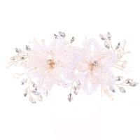 Bridal Hair Flowers, Zinc Alloy, gold color plated, for woman & with rhinestone, nickel, lead & cadmium free 