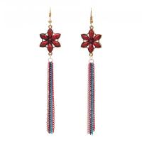 Zinc Alloy Tassel Earring, with Crystal, Flower, gold color plated, for woman 120*23mm 