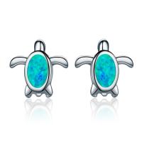 Sterling Silver Stud Earring, 925 Sterling Silver, with Opal, platinum plated, for woman 