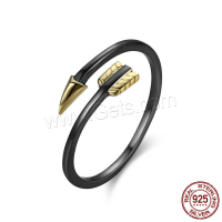 Стерлингового серебра кольцо, 925 пробы, стрелки, Другое покрытие, регулируемый & Женский, 1.5mm, размер:6-8, продается PC