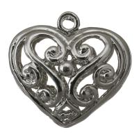 Латунные подвески-сердце, Латунь, Сердце, плакирован серебром, отверстие отверстие:Приблизительно 2mm, продается PC