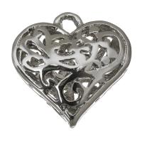 Brass Heart Pendants, silver color plated, hollow Approx 3mm 