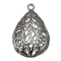 Brass Jewelry Pendants, Teardrop, silver color plated, hollow Approx 1.5mm 