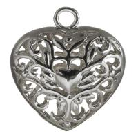 Латунные подвески-сердце, Латунь, Сердце, плакирован серебром, отверстие отверстие:Приблизительно 2.5mm, продается PC