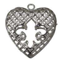 Zinc Alloy Heart Pendants, Brass, silver color plated, hollow Approx 2mm 