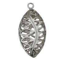 Hollow Brass Pendants, Leaf, silver color plated Approx 2mm 