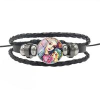 PU Leather Cord Bracelets, silver color plated, Unisex 18mm Approx 7.8 Inch 