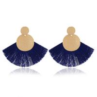 Fashion Tassel Earring, Zinc Alloy, gold color plated, for woman, 80*90mm 
