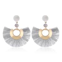 Fashion Tassel Earring, Zinc Alloy, gold color plated, for woman 80*65mm 