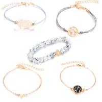 alliage de zinc Set de bracelet, Bracelet, Placage, 5 pièces & pour femme, gris Environ 8-9 pouce é, Vendu par fixé