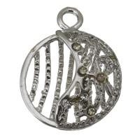 Brass Jewelry Pendants, silver color plated, with rhinestone & hollow Approx 2.5mm 