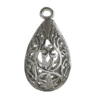 Brass Jewelry Pendants, Teardrop, silver color plated, hollow Approx 1.5mm 