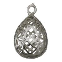 Brass Jewelry Pendants, Teardrop, silver color plated, hollow Approx 2mm 