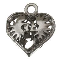 Brass Heart Pendants, silver color plated, hollow Approx 3mm 