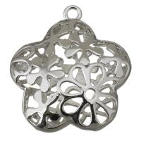 Brass Jewelry Pendants, Flower, silver color plated, hollow Approx 2mm 