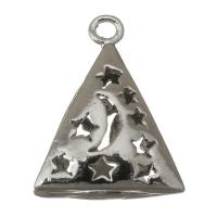 Brass Jewelry Pendants, Triangle, silver color plated, hollow Approx 2mm 