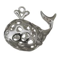 Brass Jewelry Pendants, Dolphin, silver color plated, hollow Approx 1.5mm 
