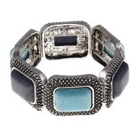 Bracelets en Turquoise et alliage zinc, alliage de zinc, Plaqué de couleur d'argent, pour femme, 210mm Environ 8.2 pouce, Vendu par brin