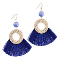 Fashion Tassel Earring, Acrylic, zinc alloy earring hook, gold color plated, Bohemian style & for woman 115mm 