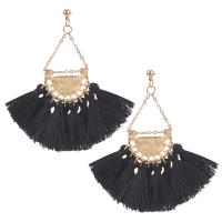 Fashion Tassel Earring, Zinc Alloy, gold color plated, for woman 85mm 