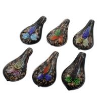 Inner Flower Lampwork Pendants, gold sand, mixed colors Approx 7mm 