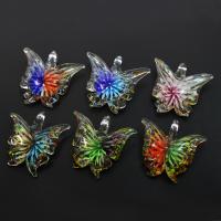 Inner Flower Lampwork Pendants, Butterfly, mixed colors Approx 9mm 