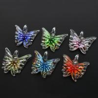 Inner Flower Lampwork Pendants, Butterfly, mixed colors Approx 8mm 
