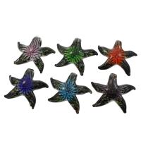 Inner Flower Lampwork Pendants, Starfish, gold sand, mixed colors Approx 6mm 