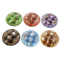 Lampwork Pendants, Flat Round, gold sand, mixed colors Approx 8mm 